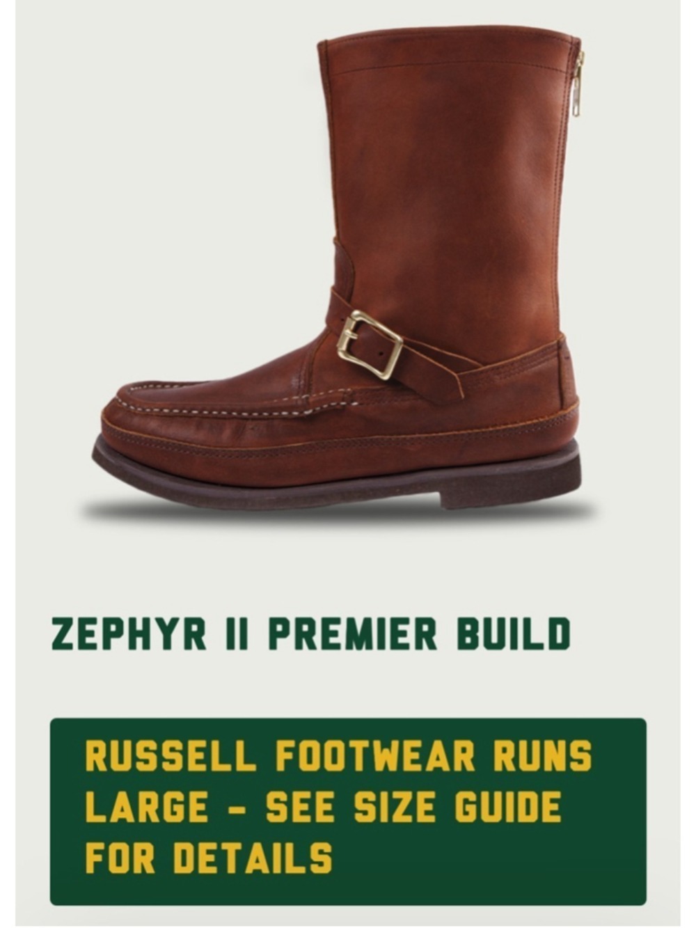 Russell Moccasin Zephyr II Nubuck Buckle Boots 4D Vibram Sole Made in USA $1000+